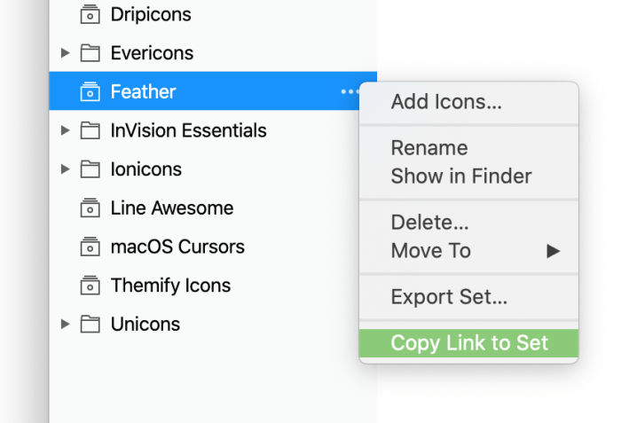 複製圖示集的連結